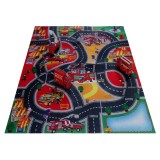 Covor de Joaca cu Vehicule de Pompieri pentru Copii, 80x70cm, Multicolor, CMCLASS