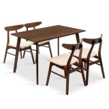 Cumpara ieftin Set Masa si Scaune Benson-Orlean 5 Piese Nuc Inchis - Bej 120x80x75 cm