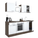 Mobilier de bucătărie Yorki 210, corp din stejar Yorki, cu fațade albe cu finisaj satinat și element inferior pentru cuptor, fără blat de lucru