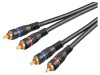 Cablu RCA Goobay dublu ecranat, aurit, 2m, Negru