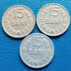 Moneda Romania 15 bani -1960,1966,1975