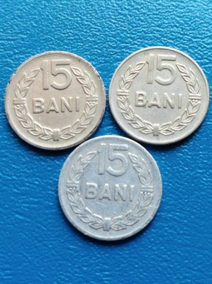 Moneda Romania 15 bani -1960,1966,1975 foto