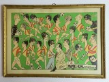 Tablou (RARITATE!) de colectie - fotbal - Caricaturi Lotul Echipei PETROLUL PLOIESTI - Campioana ROMANIEI 1966