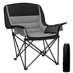 Outsunny Scaun de Camping Pliabil cu 2 Suporturi pentru Pahare și Buzunare Laterale, 99x71x103 cm, Gri | Aosom Romania