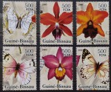 BC111, Guinea-Bissau 2005, 2 serii fauna, fluturi si flori, orhidee (2 poze)