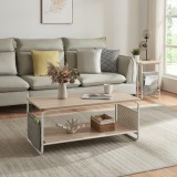 Masuta cafea Dyr&oslash;y 100x50x43cm alb stejar gri [en.casa] HausGarden Leisure