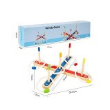 Joc de aruncare cu inele din lemn, 5 țăruși și 5 inele textile din sfoară groasă, interior și exterior, v&acirc;rsta 3+, Oem