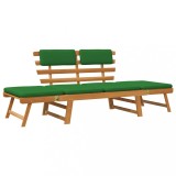 vidaXL Bancă de grădină cu perne 2-&icirc;n-1, 190 cm, lemn masiv acacia