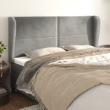 Cumpara ieftin Tăblie de pat cu aripioare gri deschis 163x23x118/128cm catifea