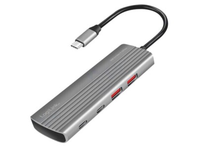 Hub USB LOGILINK USB A x2 USB C x6 10Gbps gri foto