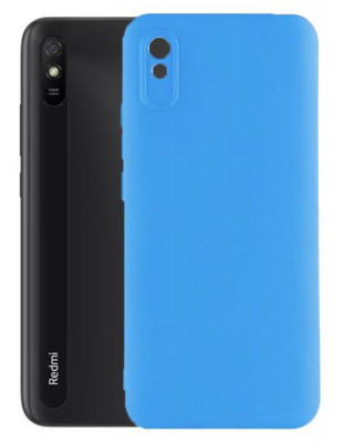 Husa Silicon Silk Touch compatibila cu Xiaomi Redmi 9A, interior catifea, Albastru foto