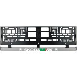 Set 2 bucati, suport numar inmatriculare argintiu Skoda VRS