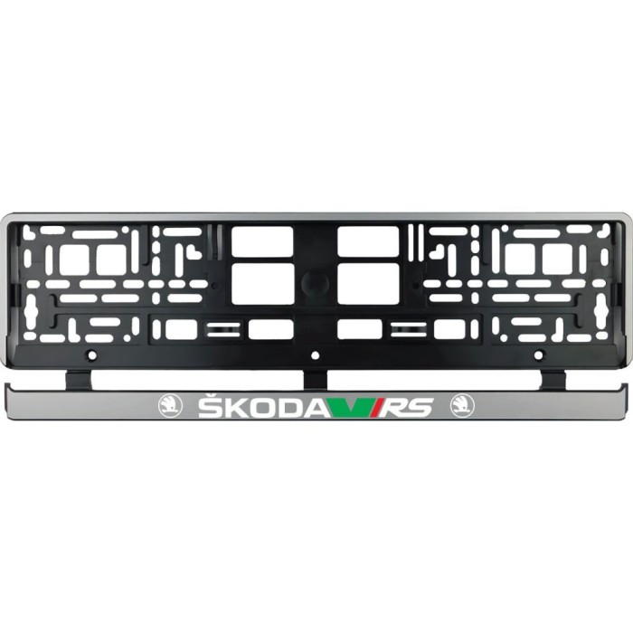 Set 2 bucati, suport numar inmatriculare argintiu Skoda VRS