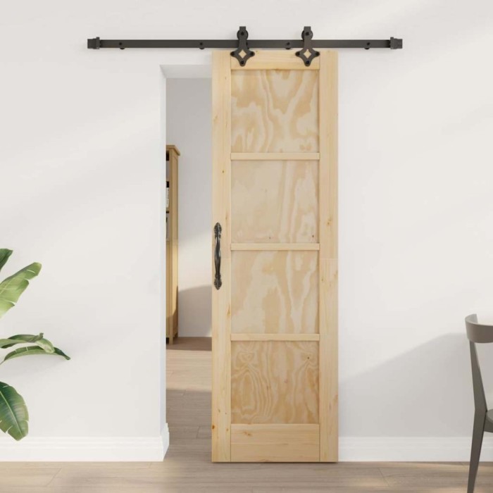 Set Ușă Glisantă Manual Natural și negru 61 x 198.5 cm