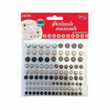 Perle Autoadezive DACO, 108 Buc/Set, Perlucele Maronele, Material Plastic, Multicolor, Strasuri Perle Adezive, Perle Mici Autoadezive, Perlute Adezive