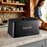 Cutie pentru paine neagra, metalica, 35x23x21cm, Kinghoff