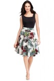 V805-1122 Rochie eleganta cu print floral tropical