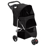 Cumpara ieftin Carucior pliabil pentru caini negru 80x46x98 cm tesatura Oxford