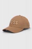 BOSS șapcă de baseball din bumbac culoarea bej, cu imprimeu 50505571