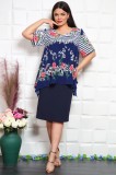 Rochie Eleganta Viena cu imprimeu Floral Bleumarin - 44Marimea, Yves