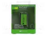 Acumul: Ni-MH 6F22 8,4V 200mAh ReCyko+ 26,5x15,7x48,5mm 20mA