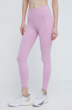 Reebok leggins de antrenament LUX COLLECTION culoarea roz, neted