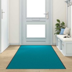 vidaXL Covoraș de intrare Cyan și Negru 120 x 350 cm Poliamidă și PVC 4100751