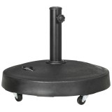Outsunny Bază Umbrelă 23.5kg cu Manivele și Roți Blocabile, Suport din Rășină/Oțel, &Oslash;53x41 cm, Negru | Aosom Romania