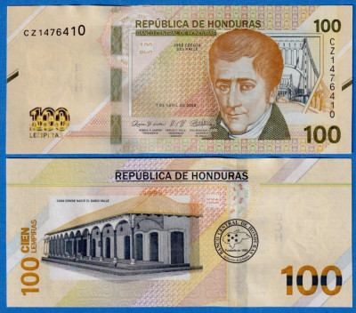 HONDURAS █ bancnota █ 100 Lempiras █ 2022 (2024) █ P-112a █ UNC █ necirculata foto