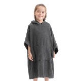Poncho Baie Copii Homelevel 6-9 Ani Gri Bumbac Organic, Halat Baieti/Fete