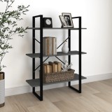 Gossi biblioteca cu 3 rafturi, gri, 80x30x105 cm, lemn masiv de pin