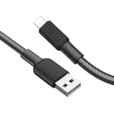 HOCO - Cablu de date (X69 Jaeger) - USB-A la Lightning, 12W, 2.4A, 1.0m - Negru / Alb foto