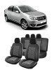 Set huse scaune Dacia Logan 2012-2020 Piele + Textil (Compatibile cu sistem AIRBAG)