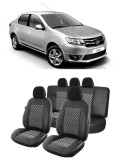 Cumpara ieftin Set huse scaune Dacia Logan 2012-2020 Piele + Textil (Compatibile cu sistem AIRBAG)