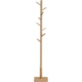 VASAGLE Cuier tip copac din lemn masiv, cu 8 carlige si baza patrata, 30x30x176 cm, bej natural Household NewTrend