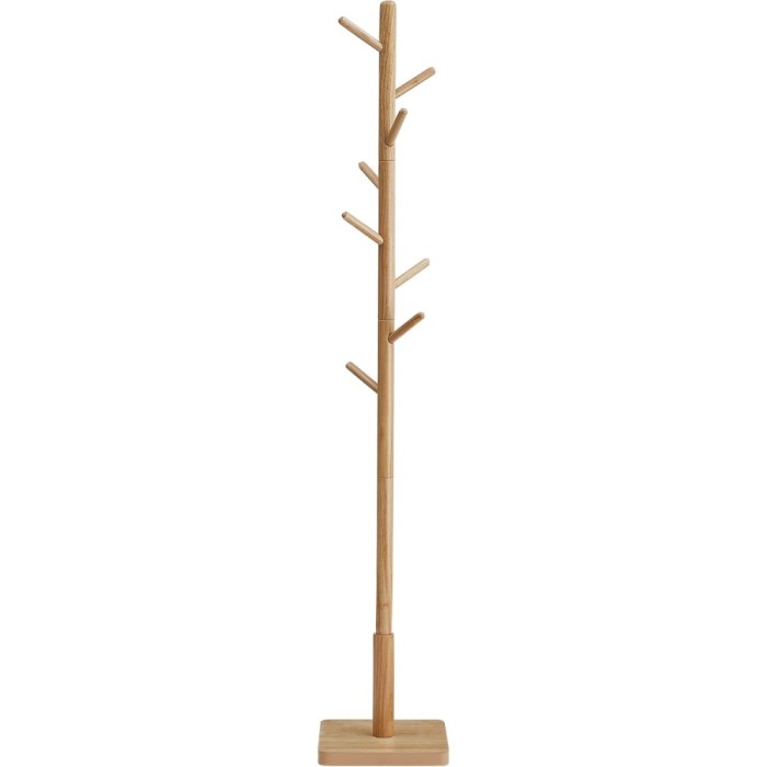 VASAGLE Cuier tip copac din lemn masiv, cu 8 carlige si baza patrata, 30x30x176 cm, bej natural Household NewTrend