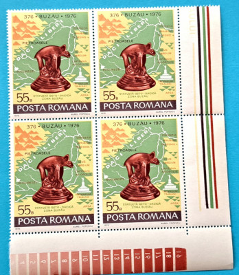 TIMBRE ROM&amp;Acirc;NIA LP919/1976 1600 ani atestare oraș Buzău -Bloc de 4 timbre -MNH foto