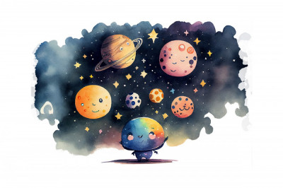 Sticker decorativ Planete, Multicolor, 83 cm, 5856ST foto