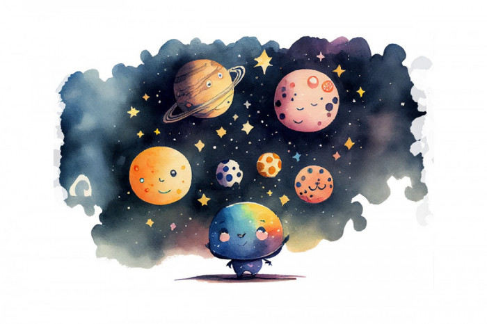 Sticker decorativ Planete, Multicolor, 83 cm, 5856ST