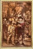 Carpeta veche &icirc;nrămată, stil tapiserie, Scena după Rembrandt Rondul de Noapte , cu ramă 90x135 cm
