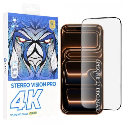 Folie de protectie Ecran Lito D+ Max 4K pentru Apple iPhone 17 Pro Max, Sticla Securizata, Full Glue, Neagra foto