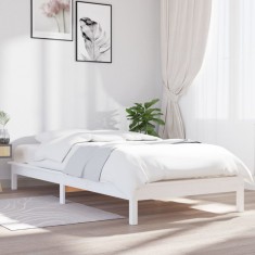 vidaXL Cadru de pat, alb, 90x190 cm, single, lemn masiv de pin 820572