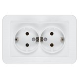 Priza dubla incastrabila, protectie copii, impamantare, SCHUKO 16A, 250V, alb