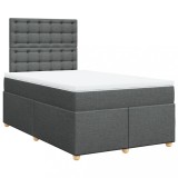 Cumpara ieftin Pat box spring cu saltea, gri inchis, 120x200 cm, textil
