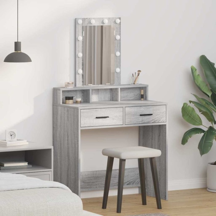 vidaXL Masă de Machiaj cu sertar Gri 79 x 41 x 140 cm Lemn compozit