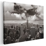 Tablou vedere asupra Manhattanului, New York, alb, negru 1539 Tablou canvas pe panza CU RAMA 20x30 cm