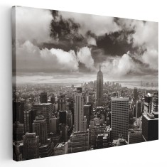 Tablou vedere asupra Manhattanului, New York, alb, negru 1539 Tablou canvas pe panza CU RAMA 20x30 cm