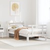 VidaXL Cadru de pat cu tăblie, alb, 75x190 cm, lemn masiv de pin 3306838