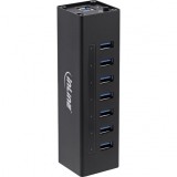 HUB USB 3.2 Gen1 cu 7 porturi USB-A + alimentare Aluminiu, InLine IL35395B