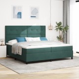 VidaXL Pat box spring cu saltea, verde &icirc;nchis, 200x200 cm, catifea